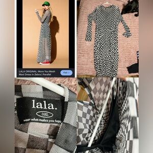 Dressed in LALA Black and White Checkered Long Sleeve Dress